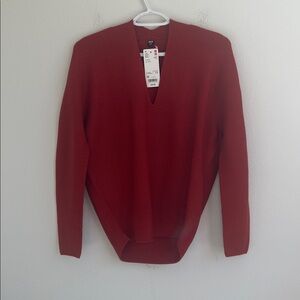 NEW Uniqlo Women 3D Cotton Cocoon Sweater Orange